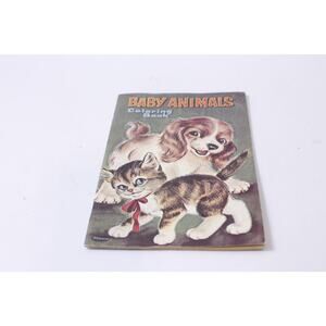 Baby Animals, Coloring Book, Whitman, 1960s, Uncolored, Uncolored, Coloring Book